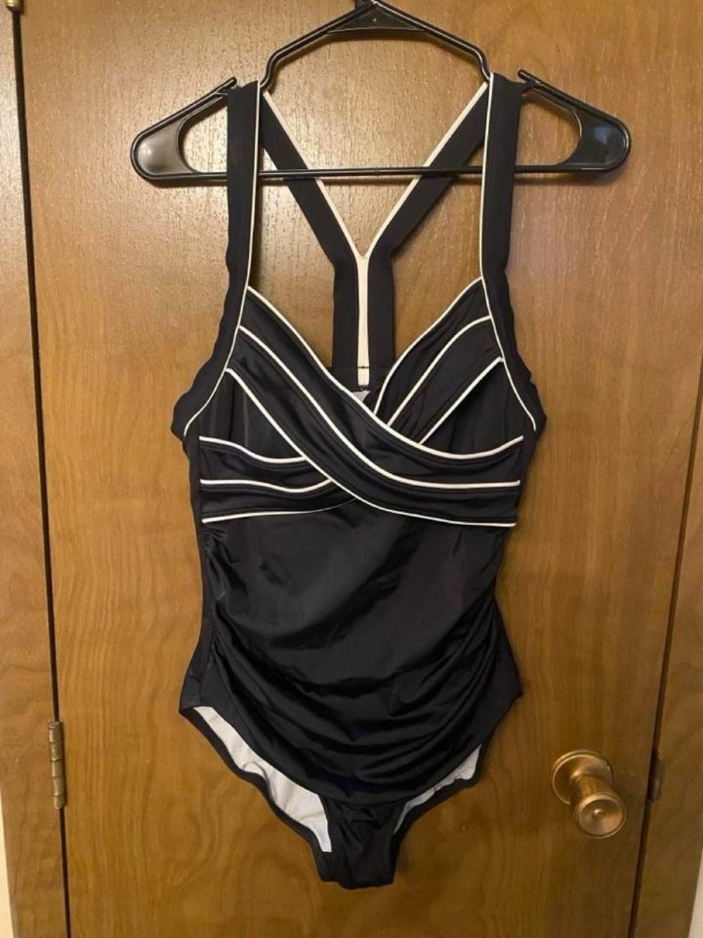 Women’s Black One-Piece Swimsuit with Contrast Trim